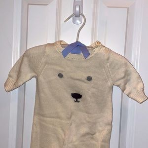 Baby Gap White Ivory Bear Sweater Bodysuit 0-3 Months